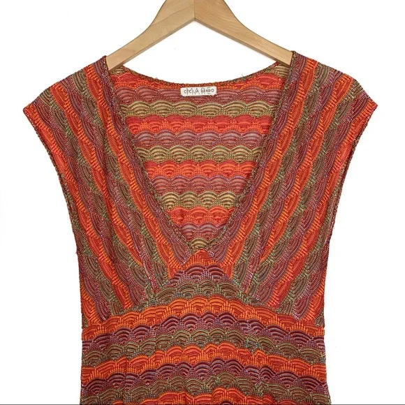 Cecilia Prada Mare Orange Aydane Pointelle Knit Dress - Picture 4 of 7